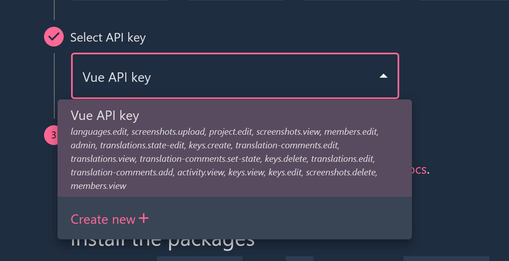 Create new API key