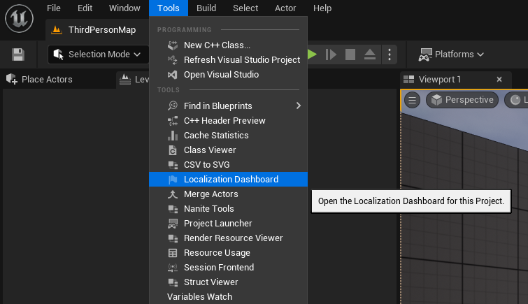 Open localization dashboard