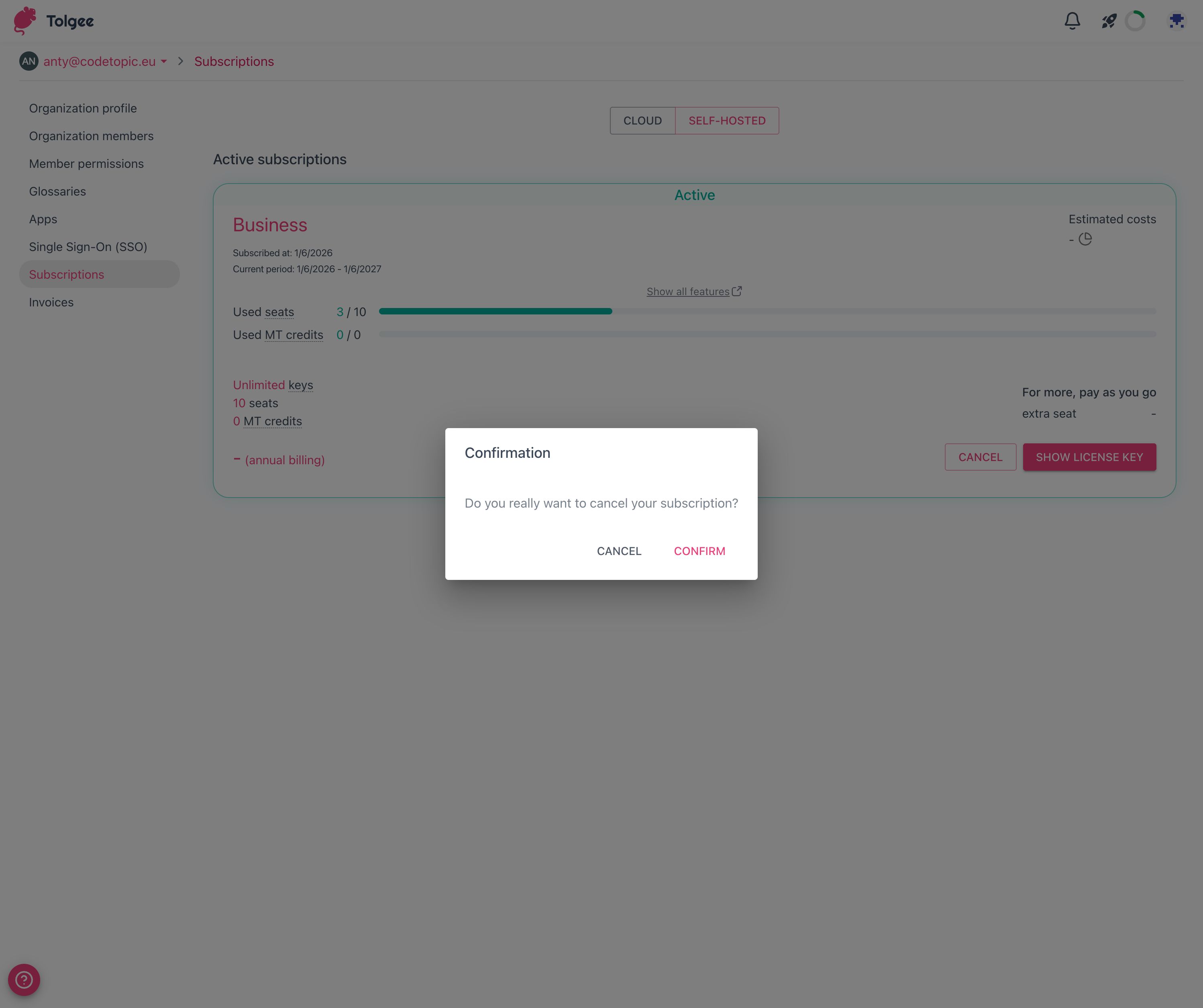 Confirm cancellation