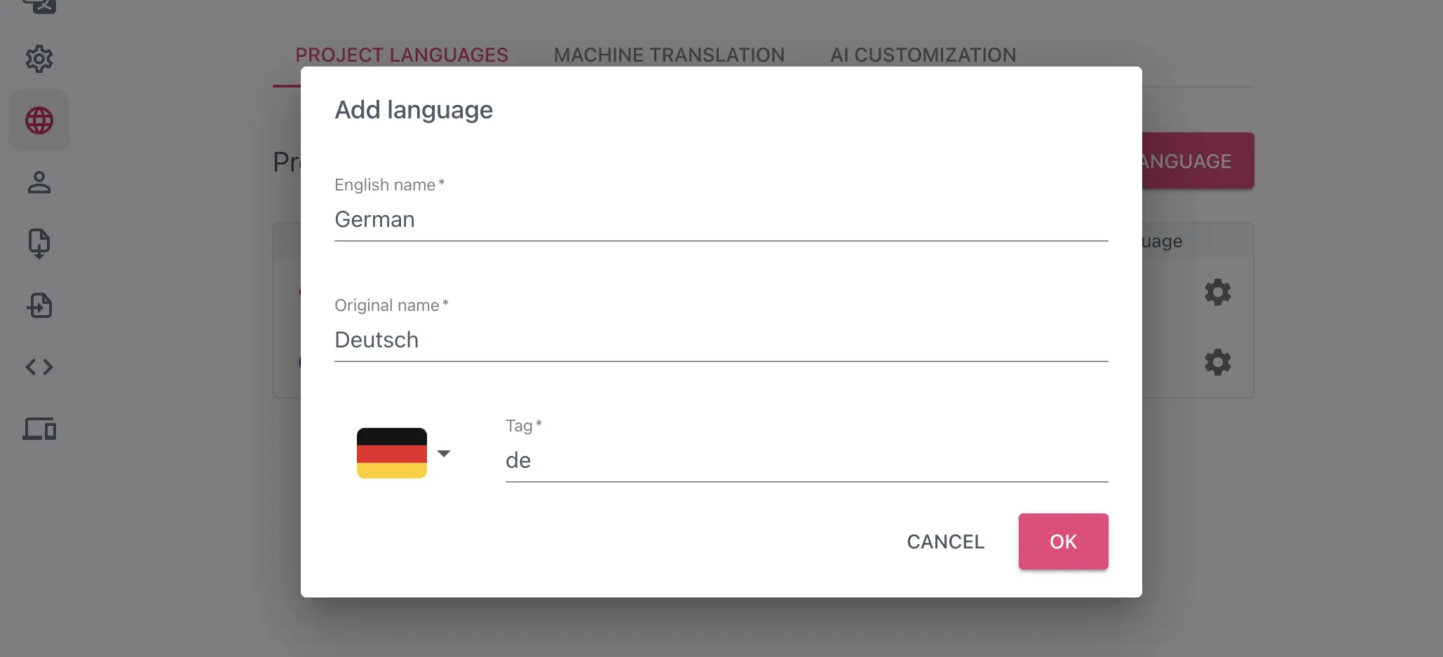 Add language details